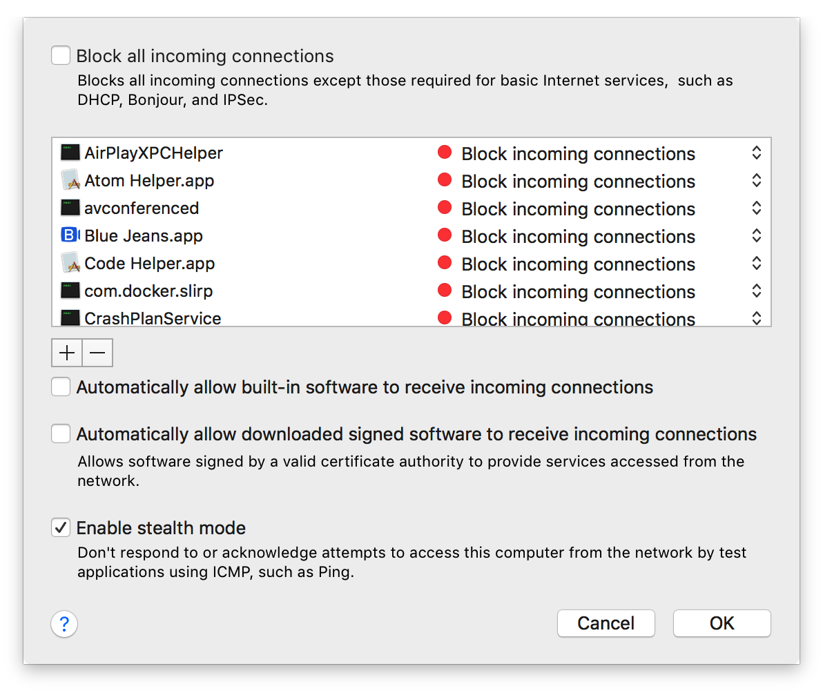 mac open up firewall access for port